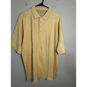 Nat Nast Mens Silk Cotton Knit Polo Shirt Yellow Chamois Wheat Size L